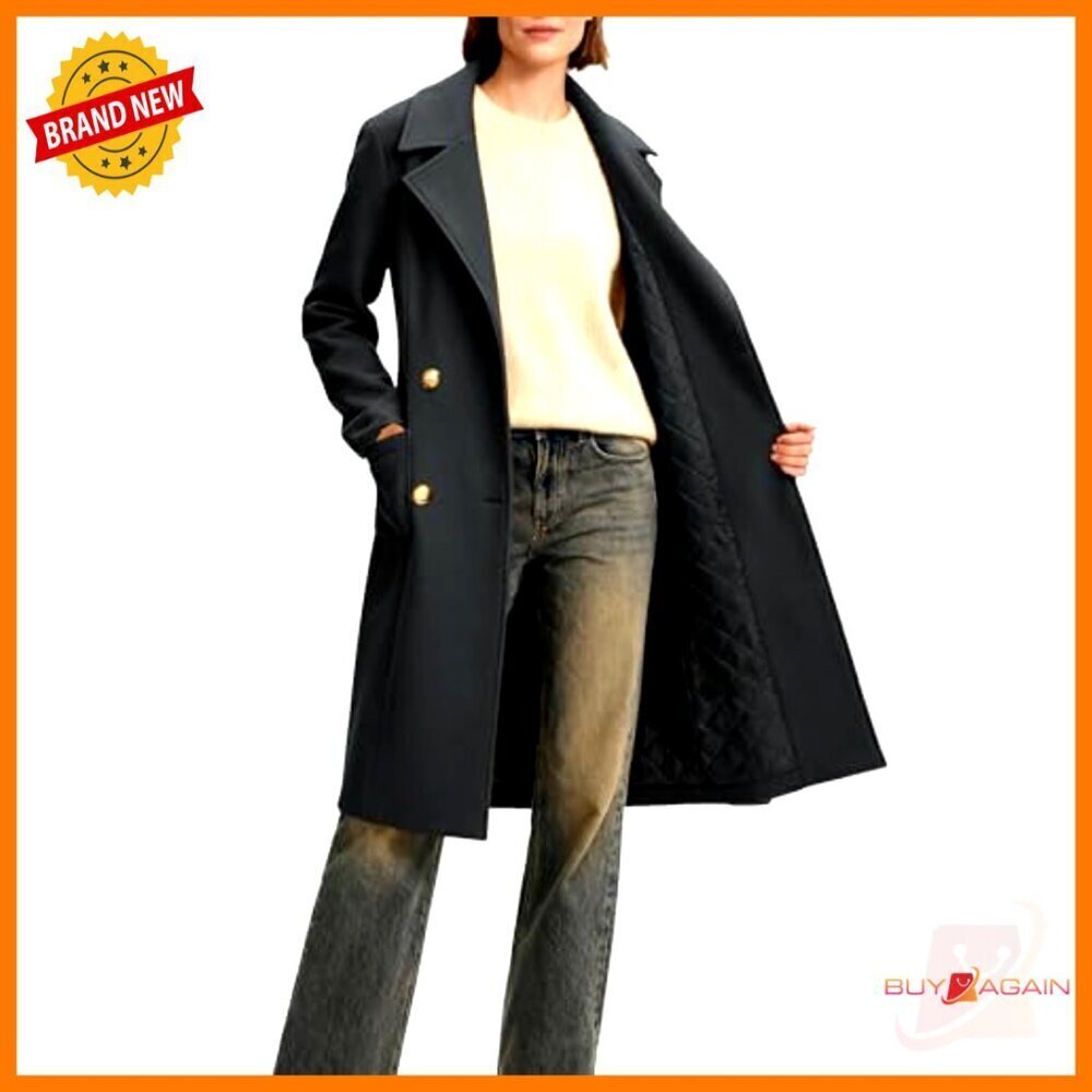 Classic Double-Breasted Trench Coat Elegant Minimal Chic Winter Overcoat - Picture 5 of 7